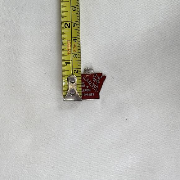 Nano Taiwan Arkansas Red Enameled Map Shape Pendant, Unknown Metal, State, City - Picture 6 of 7